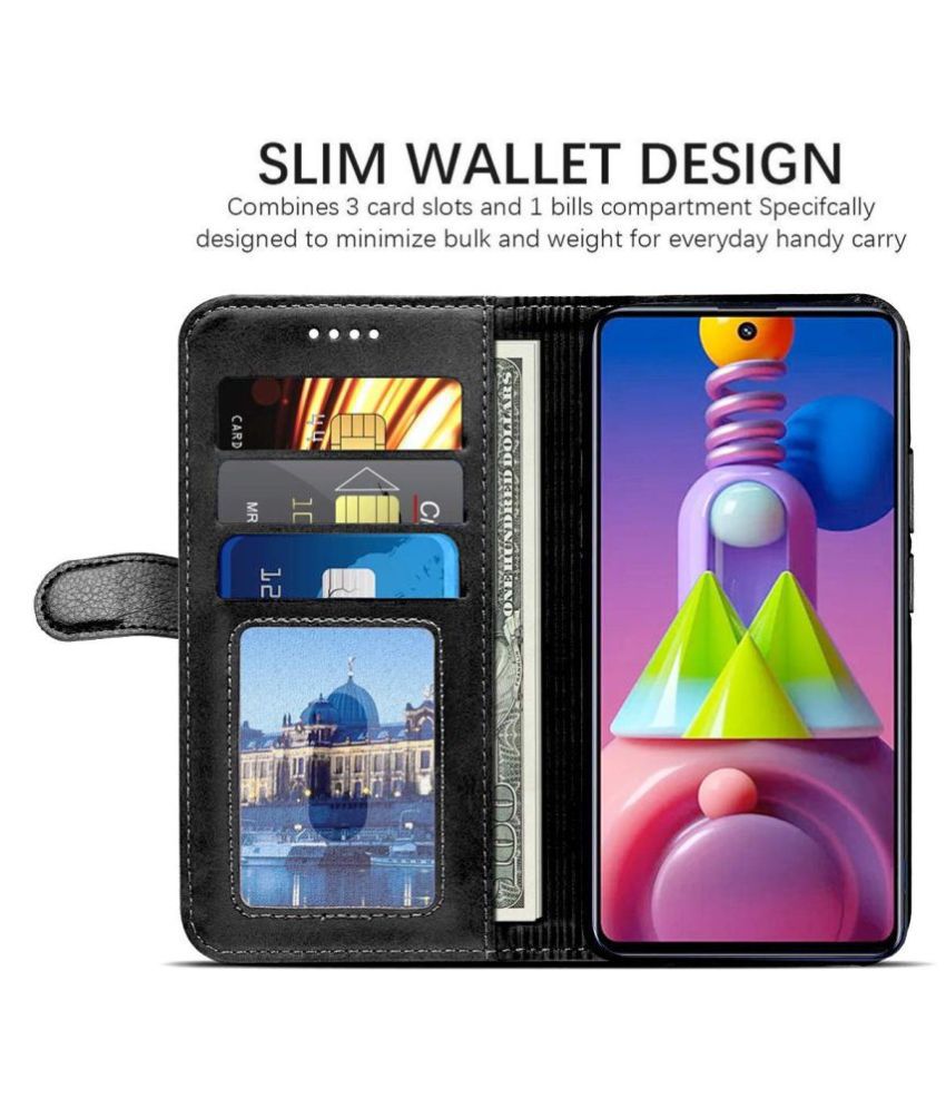 Samsung Galaxy M51 Flip Cover by Prem Brothers - Black premium quality ...