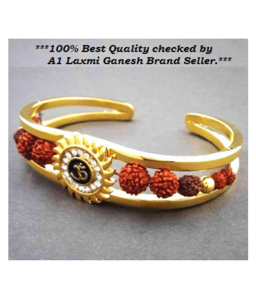     			A1 Laxmi Ganesh Brand Provide A 100% Provide A Rudraksh Diamond Gold Om Sun Cuff Kada Bracelet/Rudraksh Braslet/Rudraksha Kada