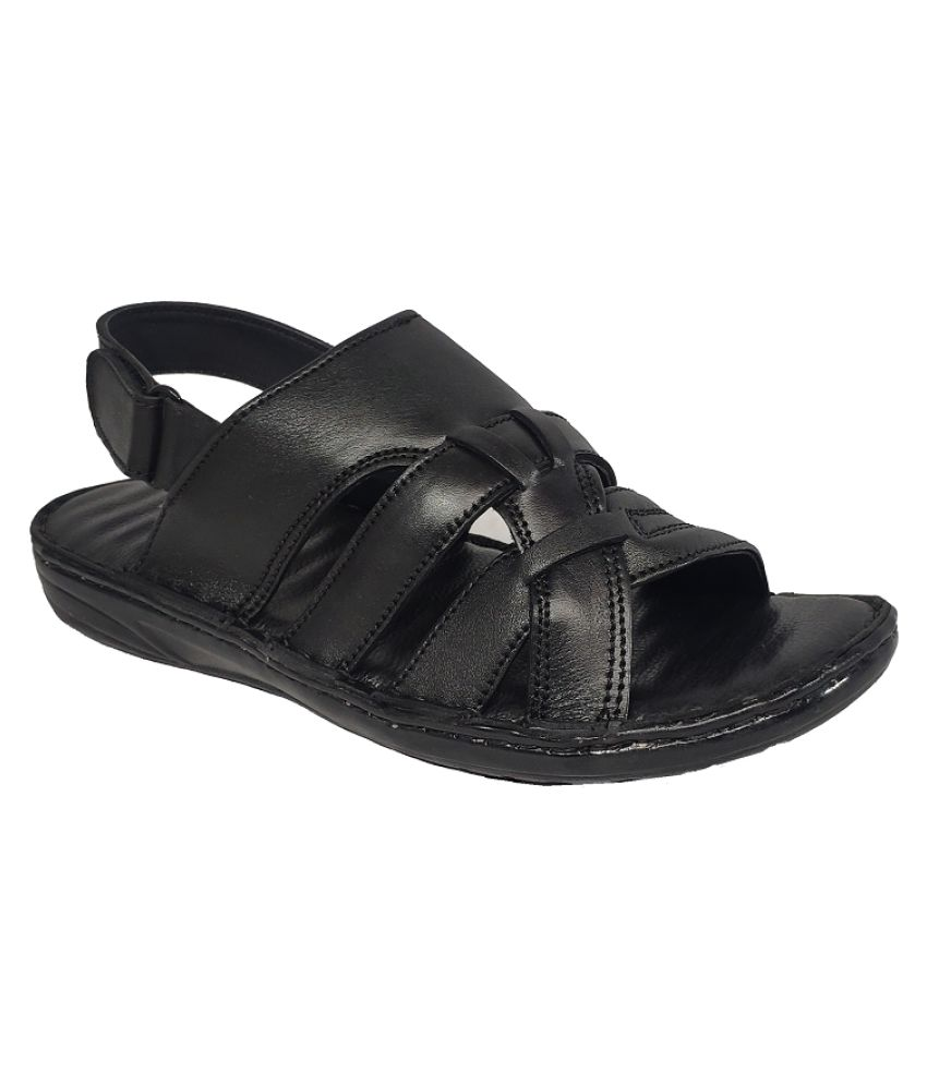 RAGE GAZE Black Leather Sandals - Buy RAGE GAZE Black Leather Sandals ...