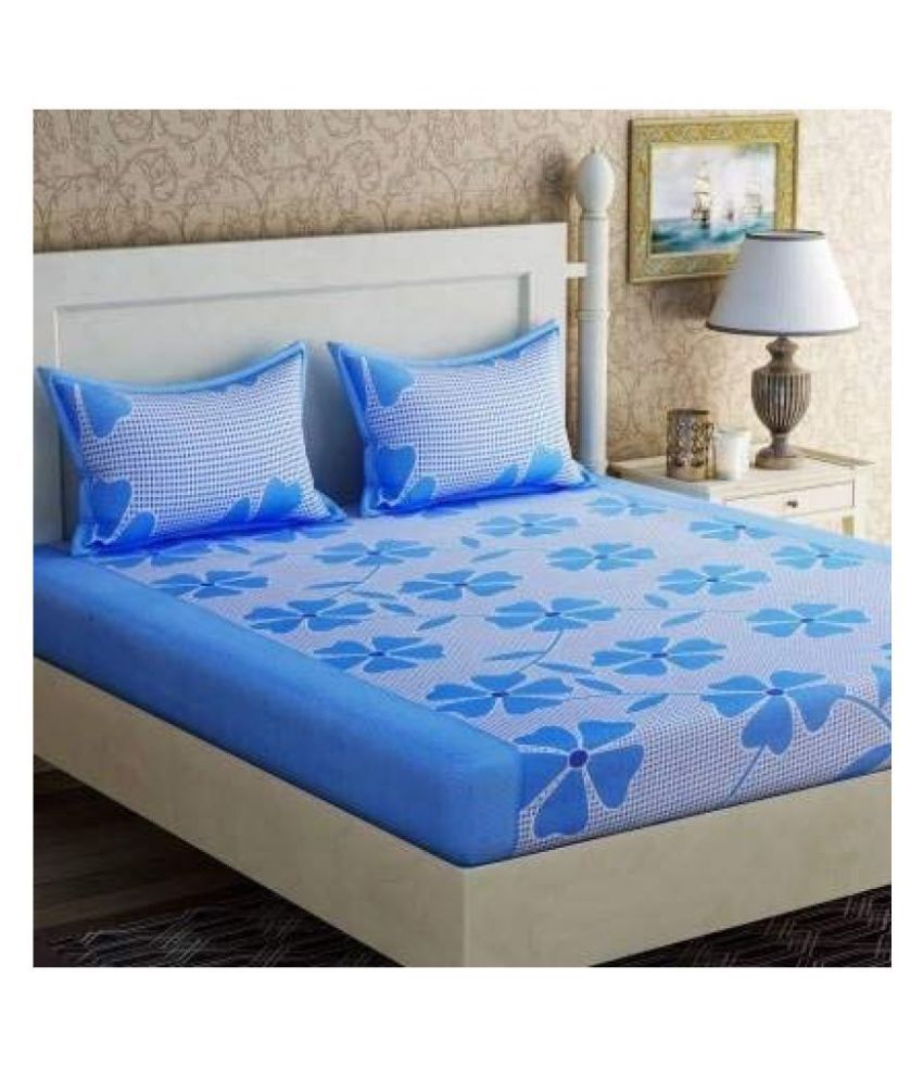 SLR Poly Cotton Double Bedsheet with 2 Pillow Covers ( 228 cm x 230 cm