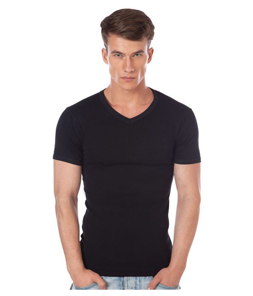 ONN Cotton Blend Black Solids T-Shirt - Buy ONN Cotton Blend Black ...