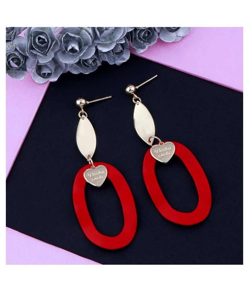     			Silver Shine Attractive Red Latest Design Collection Drop Earrring For Girls And Women