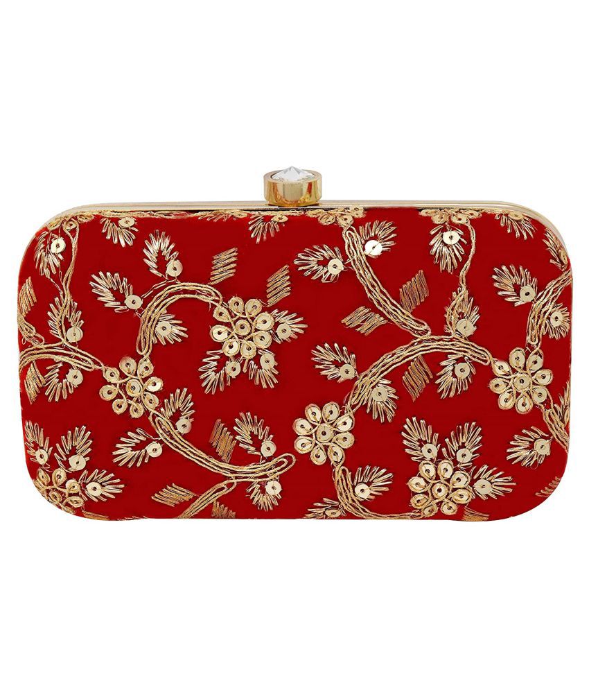 Buy Bulbul Red Velvet Box Clutch at Best Prices in India - Snapdeal