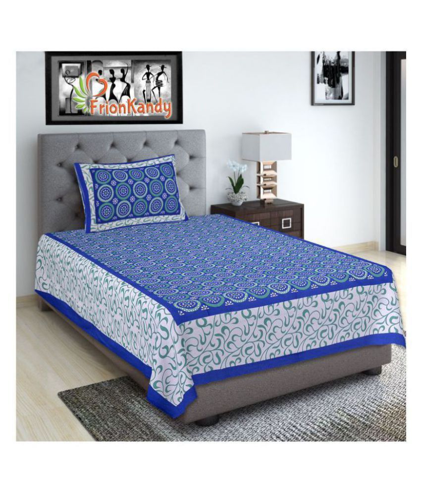 Frionkandy Cotton Single Bedsheet with 1 Pillow Cover ( 229 cm x 152 cm