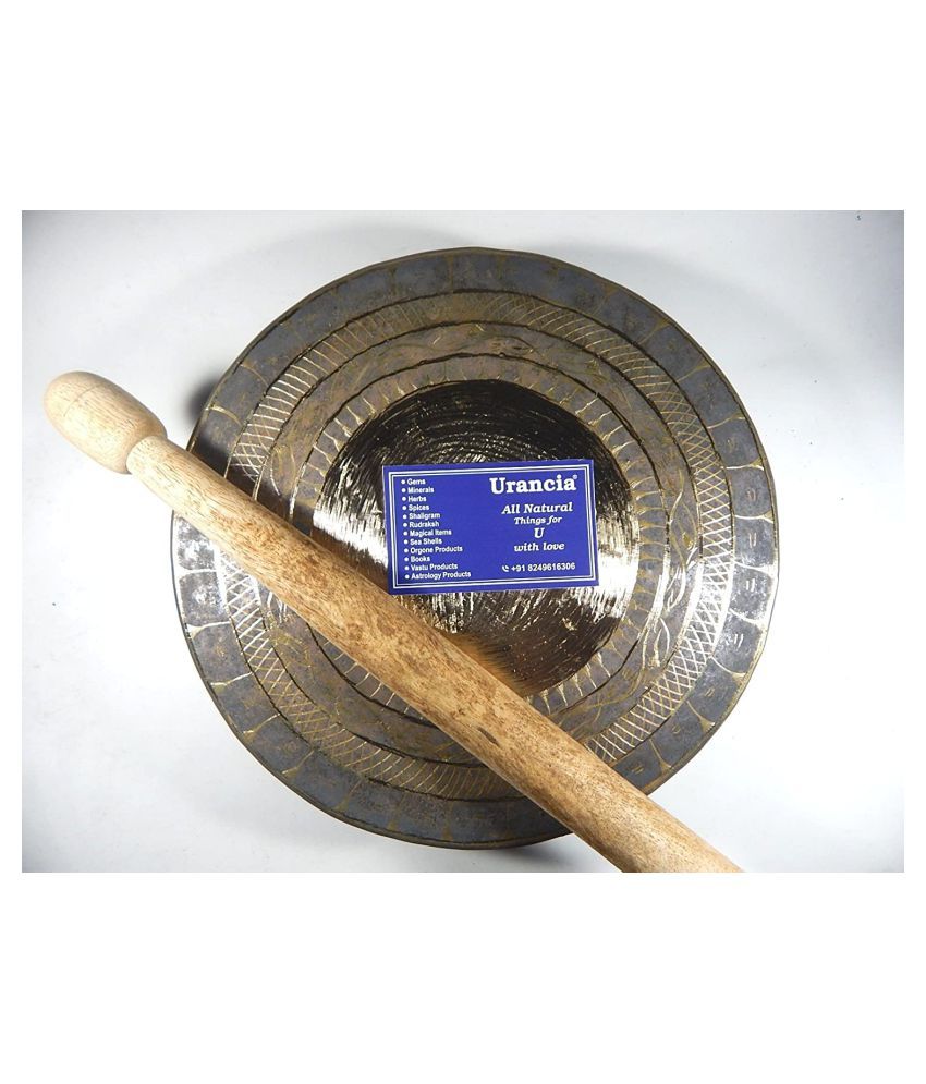 Indian Traditional Design Big Gong Bell 9 Inch Ghanta with Mallet Heavy