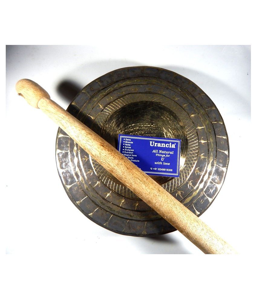 Indian Traditional Design Big Gong Bell 9 Inch Ghanta with Mallet Heavy