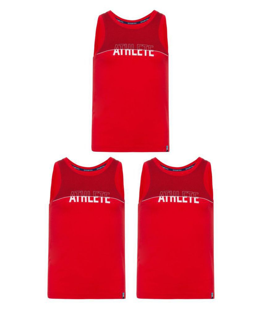     			Jockey Athleisure Team Red Printed Muscle T-Shirt/Tee for Boys - Pack of 3 (AB14)