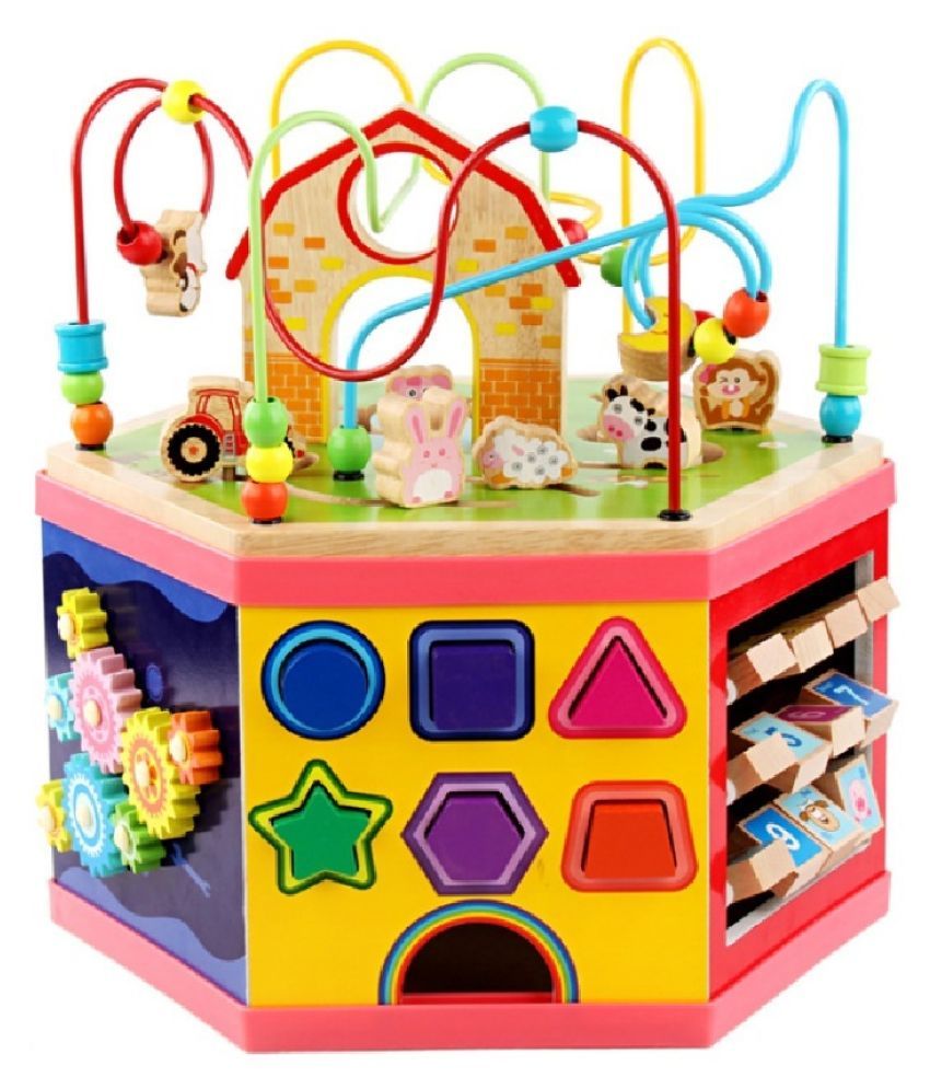 Wooden Hexagon Circling Bead Box Learning Educational Toy for Kids