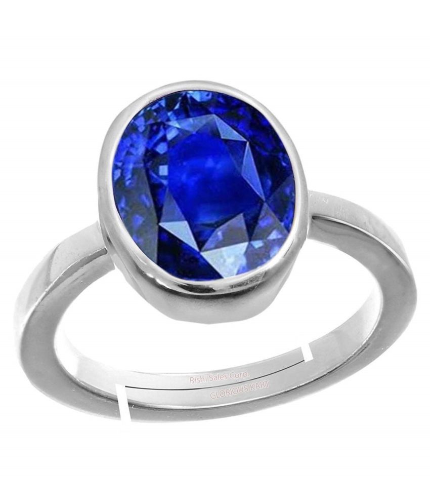 Blue Sapphire Ring (Nilam/Neelam Stone Silver Ring)(Size ...