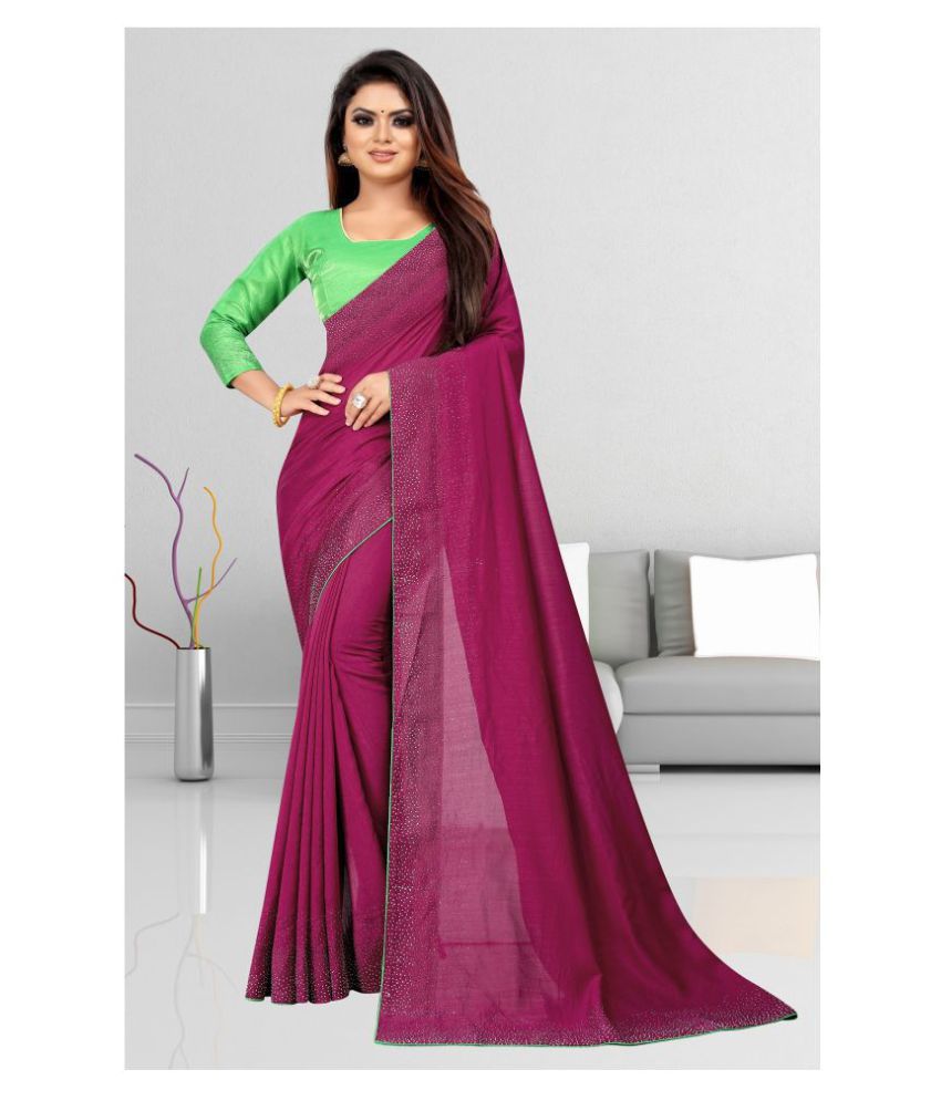     			Gazal Fashions - Maroon Silk Blend Saree With Blouse Piece (Pack of 1)