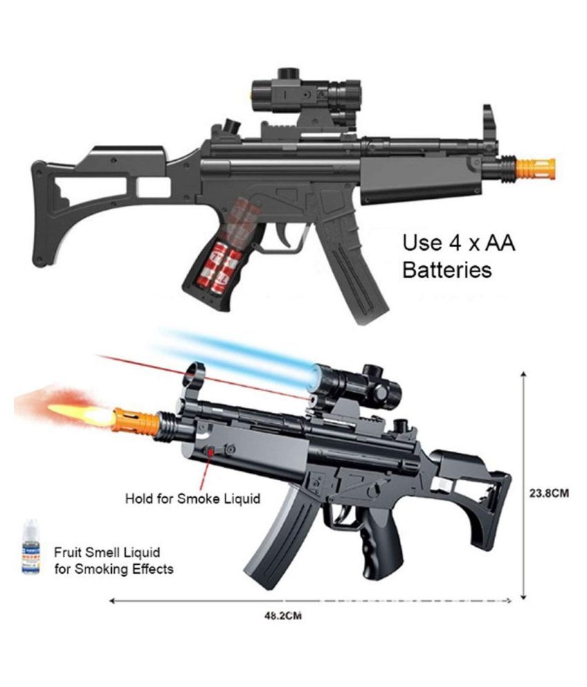 MP5 Army Gun Toy with Real Smoke Effect, Vibration, Light & Sound B