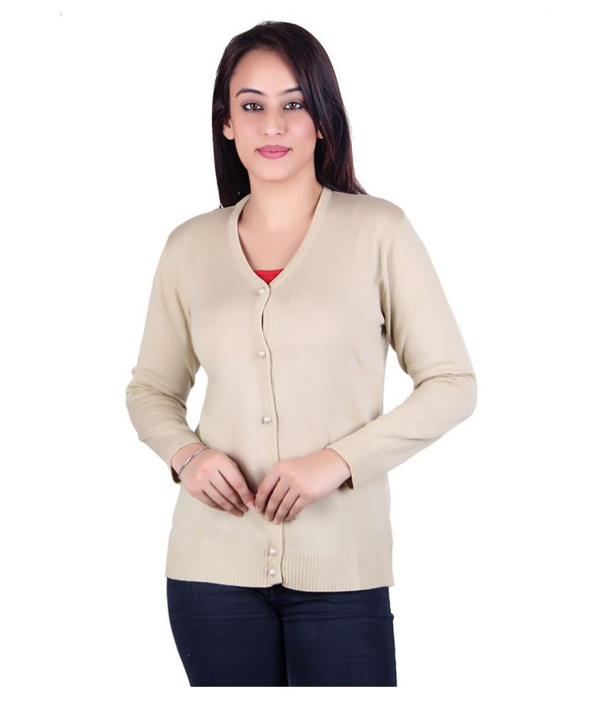     			Ogarti Acrylic Beige Buttoned Cardigans