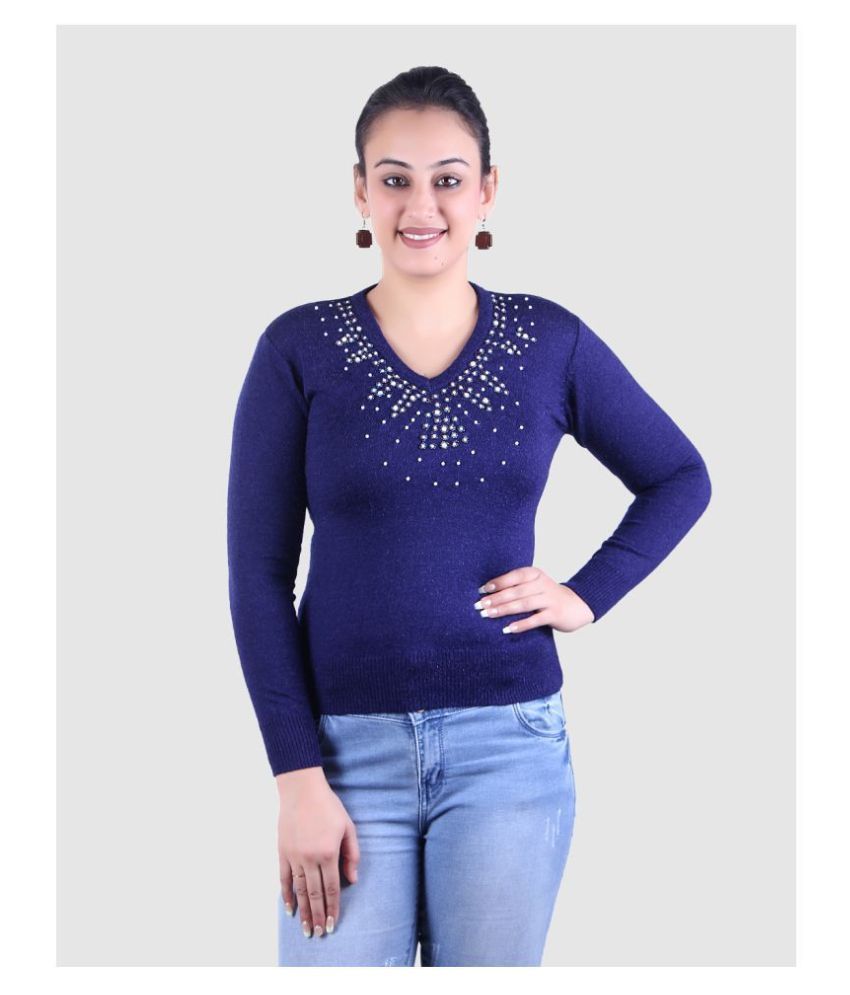     			Ogarti Woollen Blue Pullovers