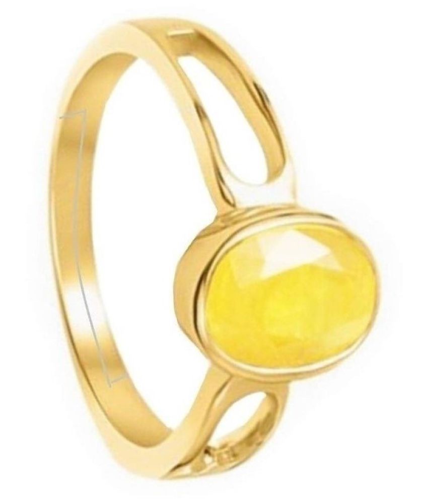 Yellow Sapphire Ring Pukhraj Original Natural Certified Ring Oval Cut