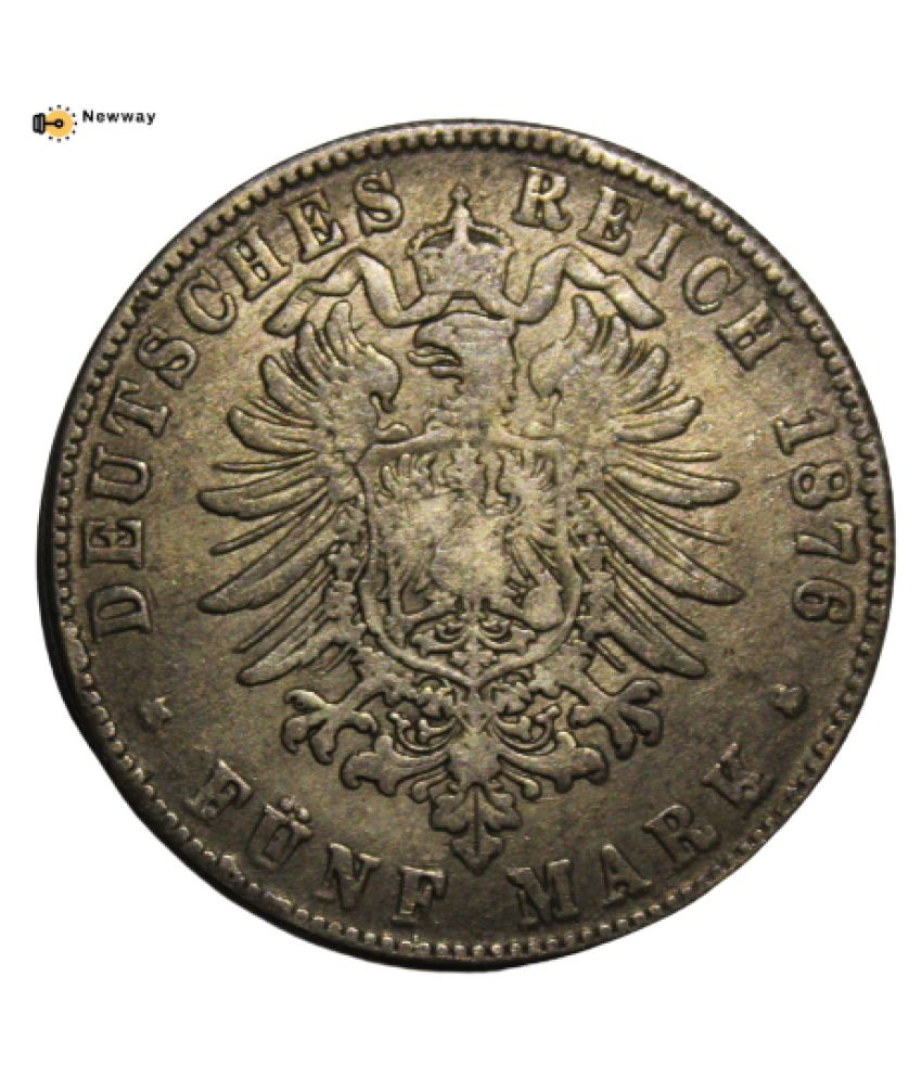     			5 Mark 1876 - Wilhelm 1 German Emperor Kingdom of Prussia (German states) Extremely Rare Coin