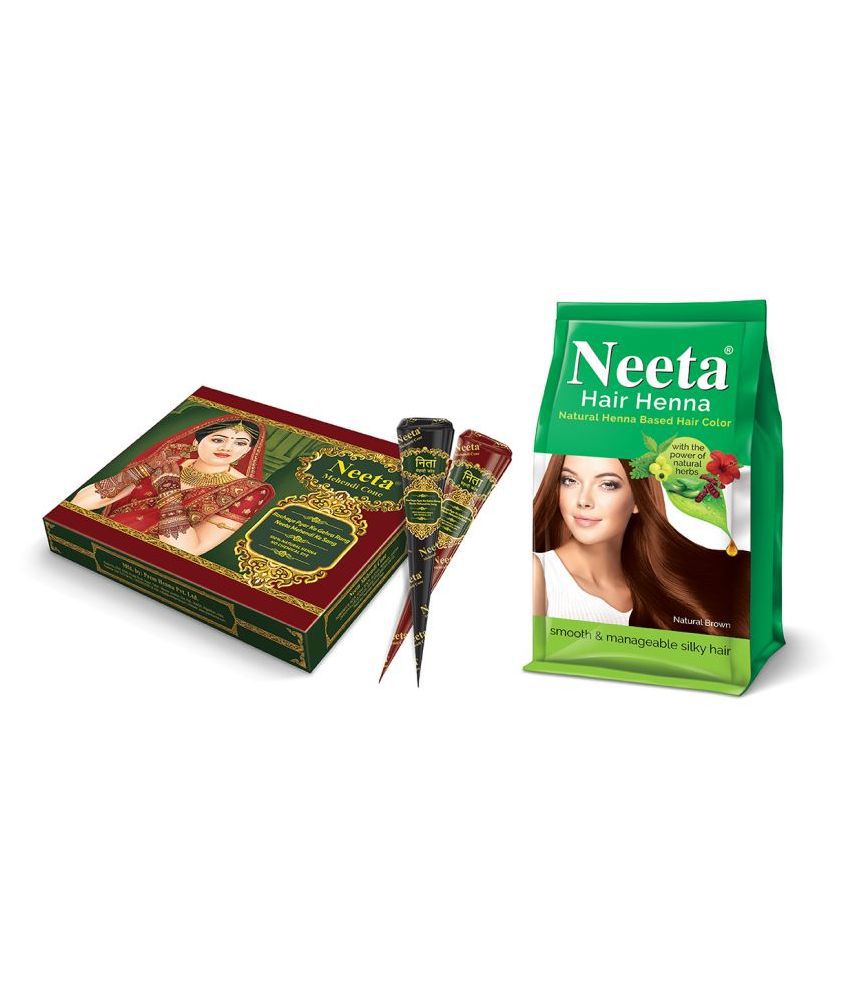     			Neeta Mehendi Cone Reddish Brown Colour (12PCs) Permanent Hair Color Brown Natural Henna 125 g