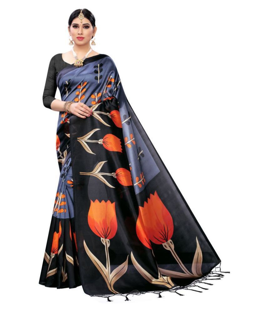 ofline selection Black,Orange,Purple Mysore Silk Saree