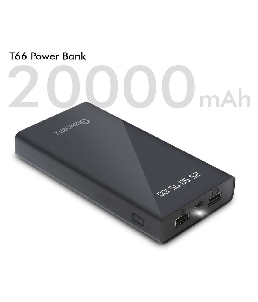 Gizmobitz T66 20000 mAh Li Polymer Power Bank Black