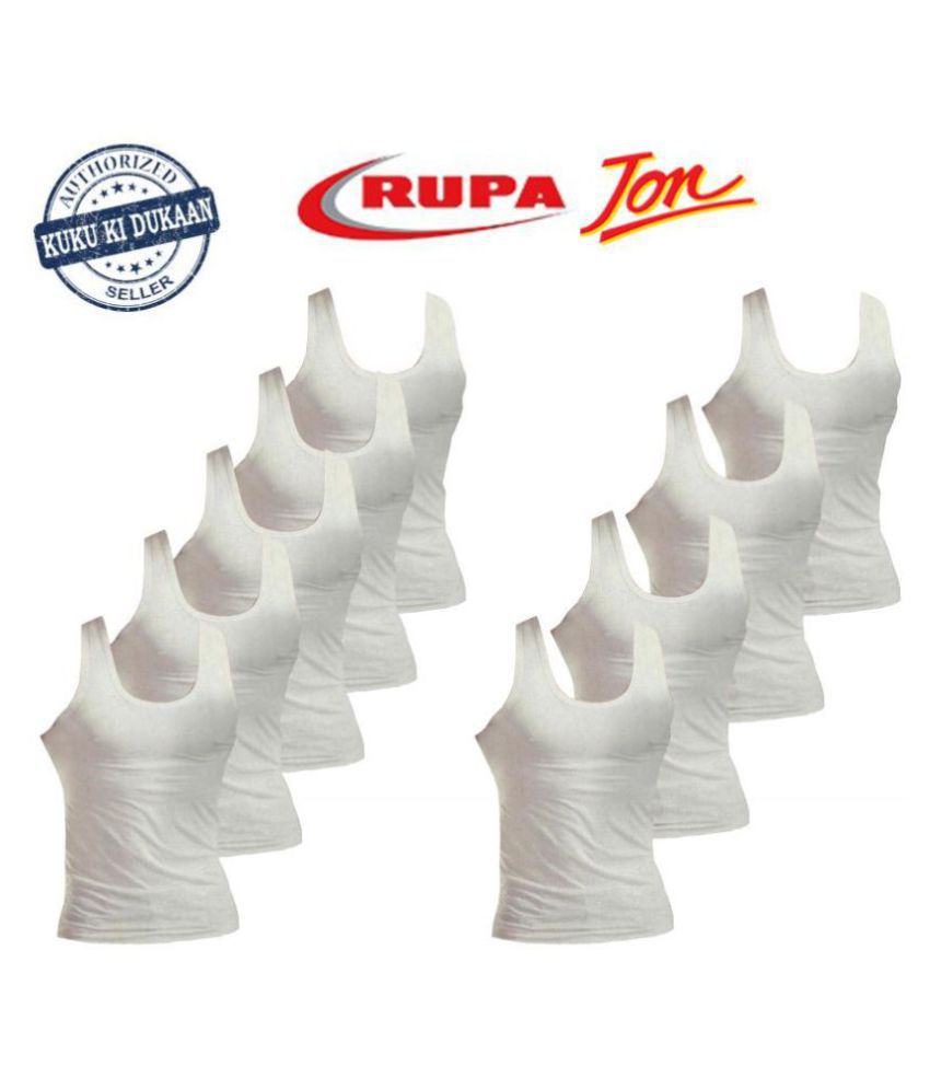     			Rupa White Sleeveless Vests Pack of 9