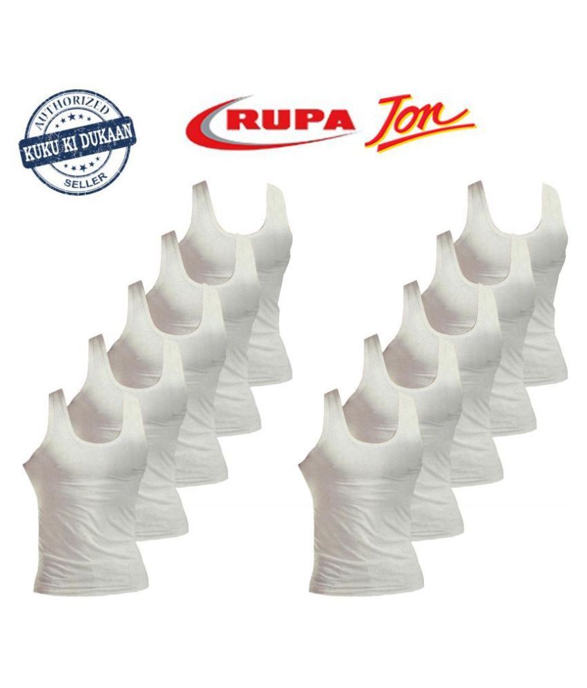     			Rupa White Sleeveless Vests Pack of 10