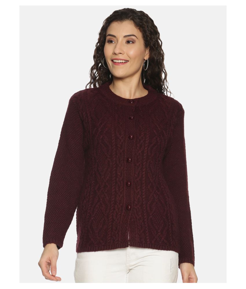     			Clapton Acrylic Maroon Buttoned Cardigans