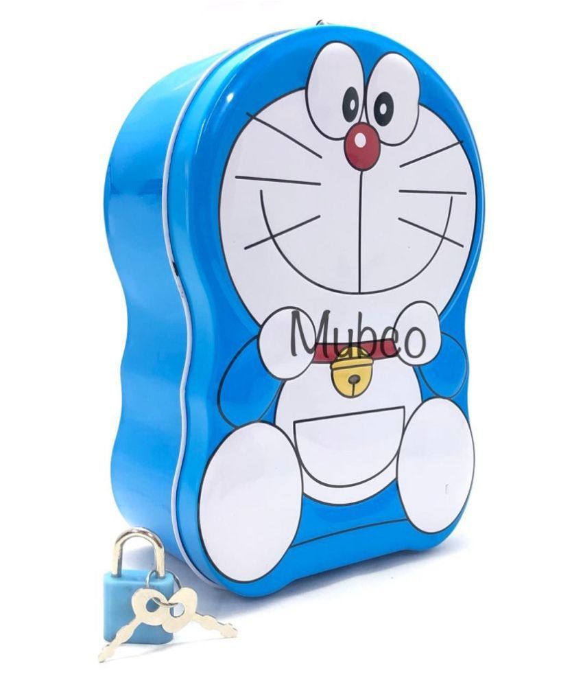 Mubco® Doraemon Metal Body Piggy Bank Saving Money Coin Box Print For