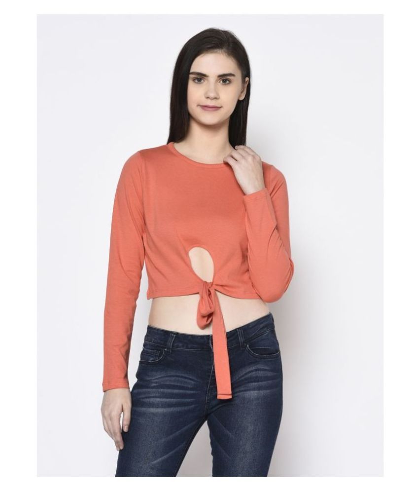     			Rigo - Peach Cotton Women's Knot Front Top ( Pack of 1 )