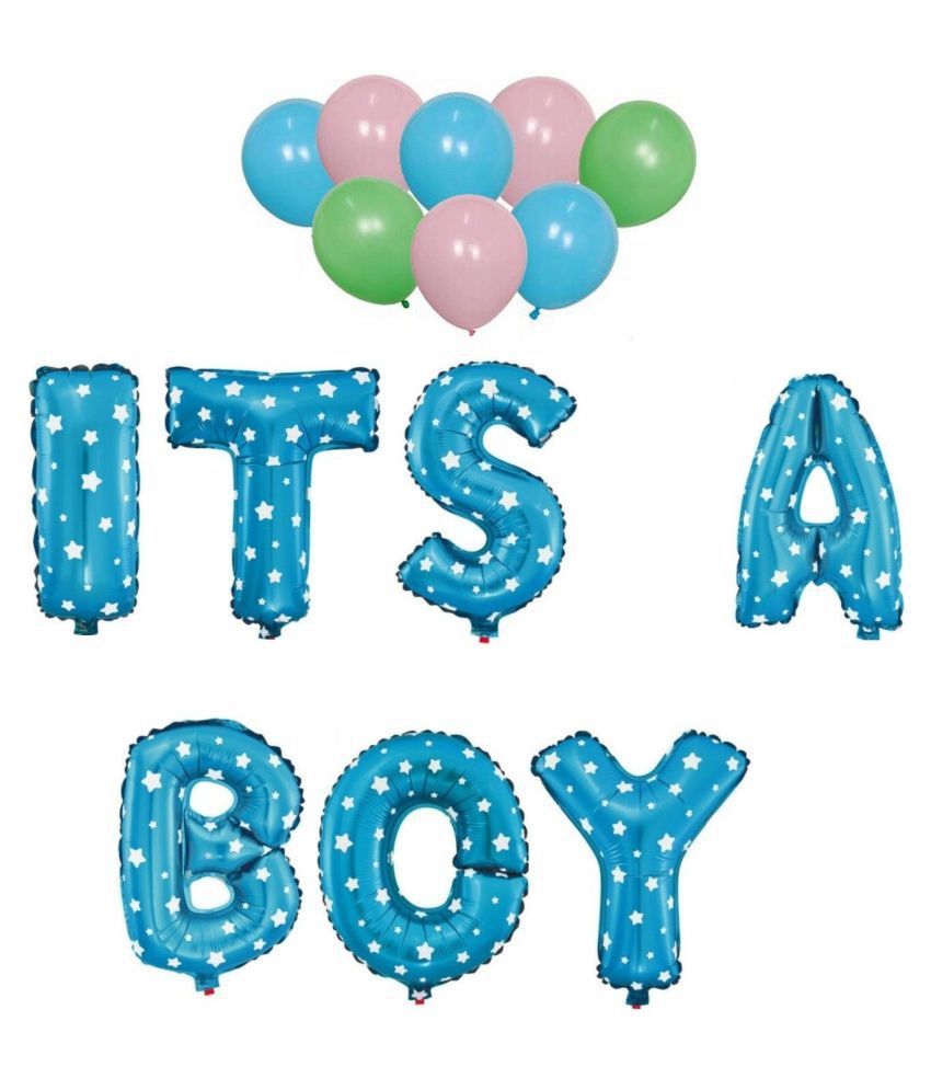     			GNGS Printed "ITS A BOY" Blue Colour Foil Balloon for BOY + Pack of 50 Balloons (Blue, Pink & Green)