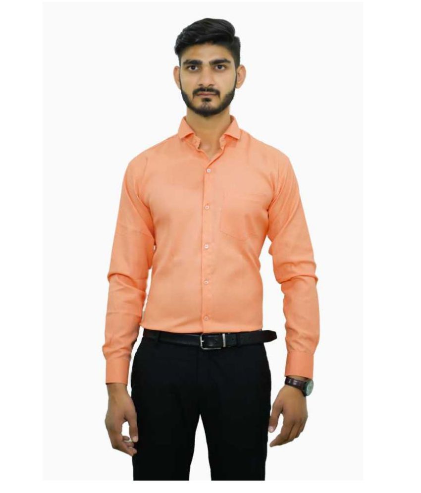 CYPHUS Cotton Blend Peach Shirt - Buy CYPHUS Cotton Blend Peach Shirt Online at Best Prices in 