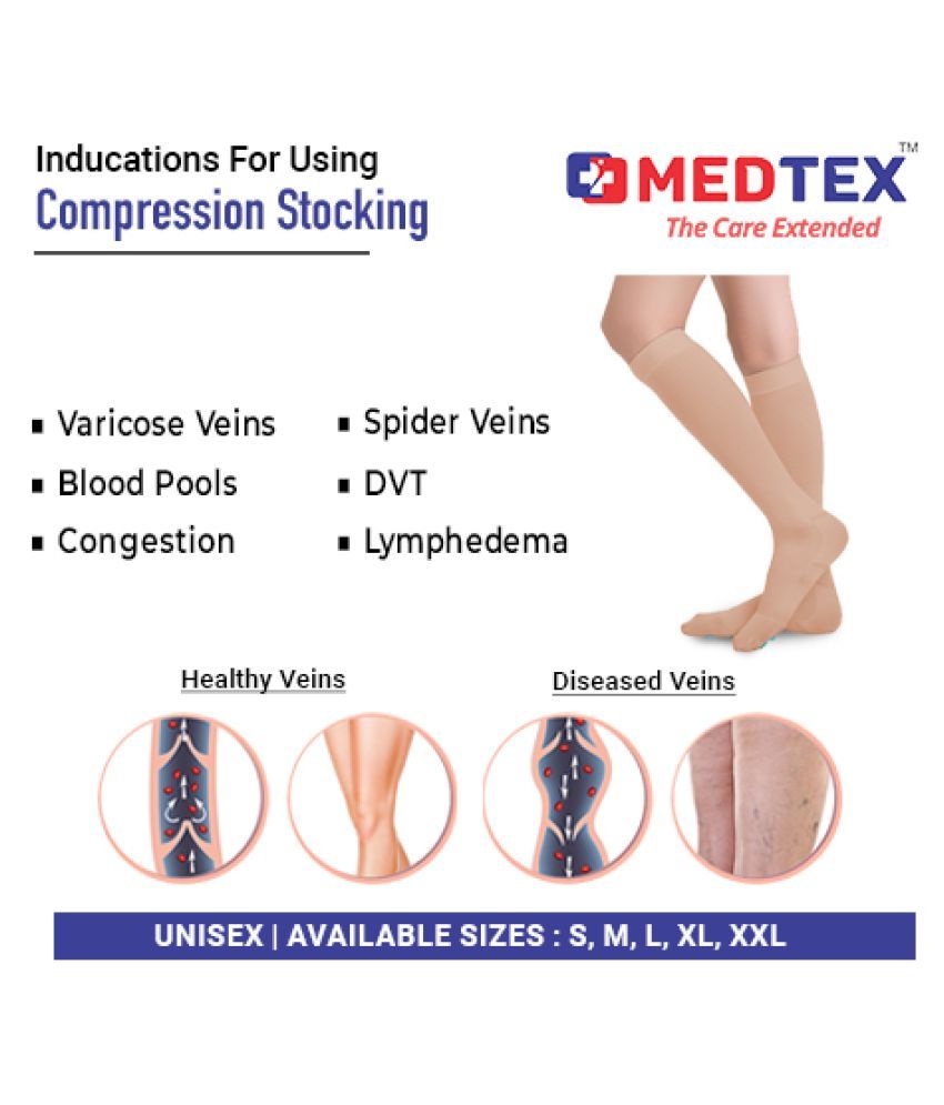 MEDTEX Compression Stockings for Varicose Veins Knee Length XL Buy