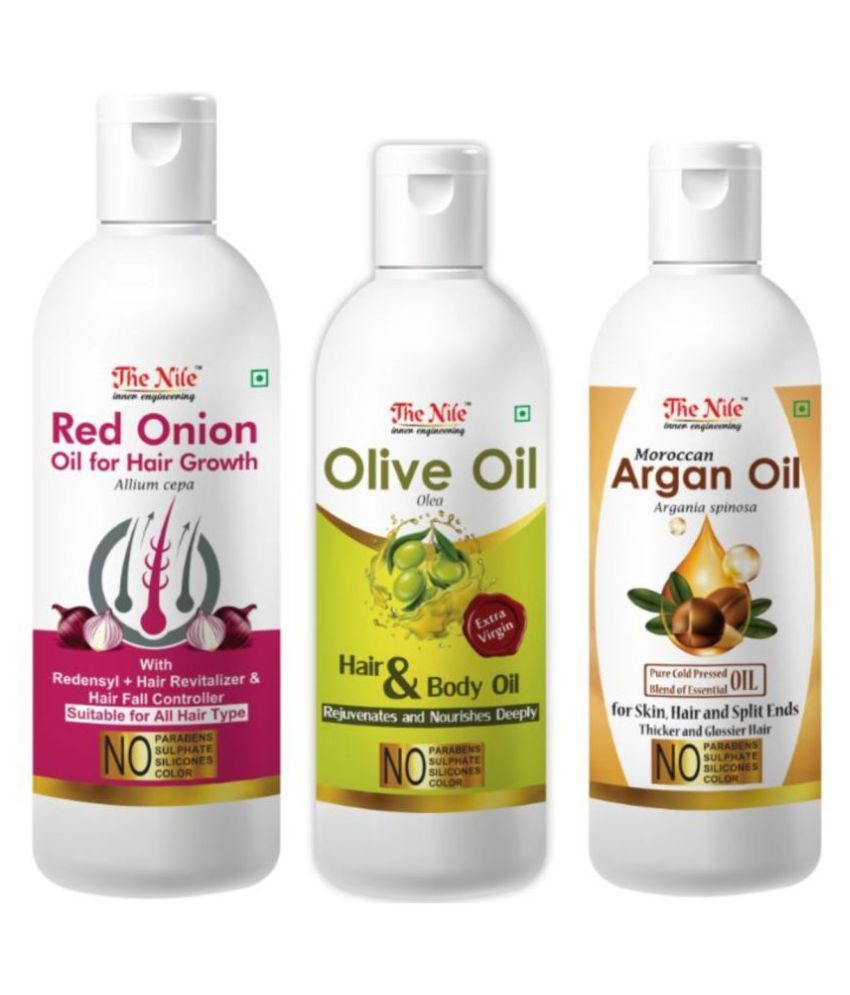     			The Nile Red Onion 200 Ml + Olive Oil 100 Ml + Argan Oil 100 Ml 400 mL Pack of 3