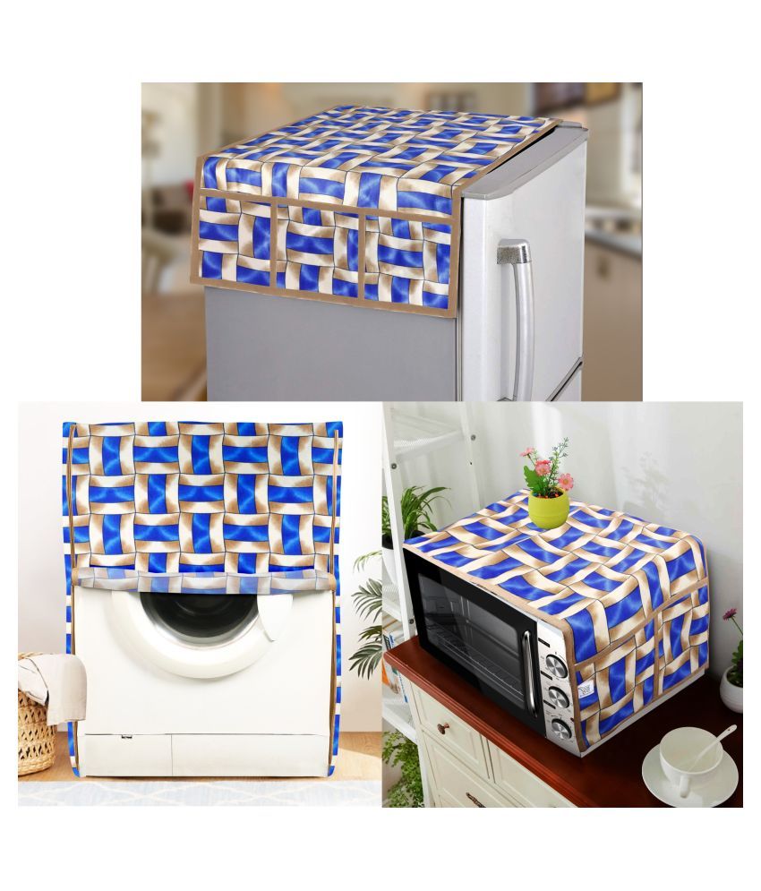     			E-Retailer Set of 3 Polyester Blue Fridge Top Cover