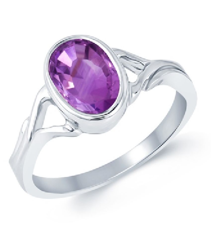 6 Carat Lab Certified silver Amethyst Moti Ring for unisex by Ratan ...