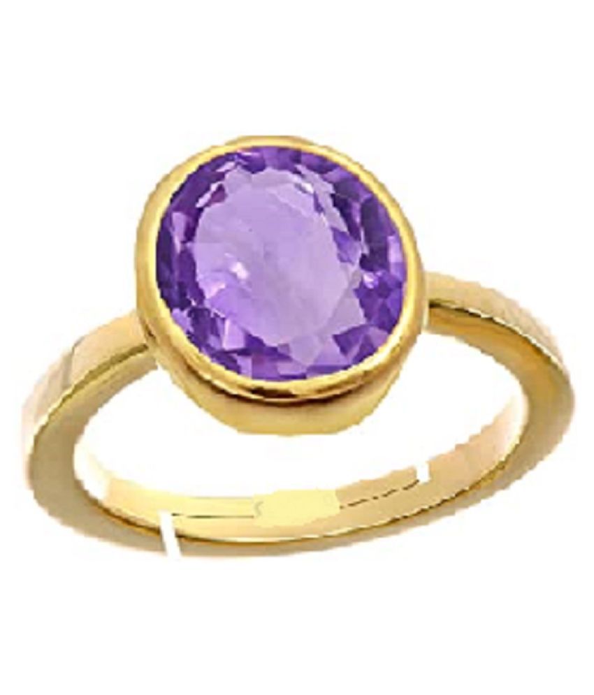 6 carat pure Amethyst(Jamuniya) Gold Plated Ring for women byKUNDLI ...