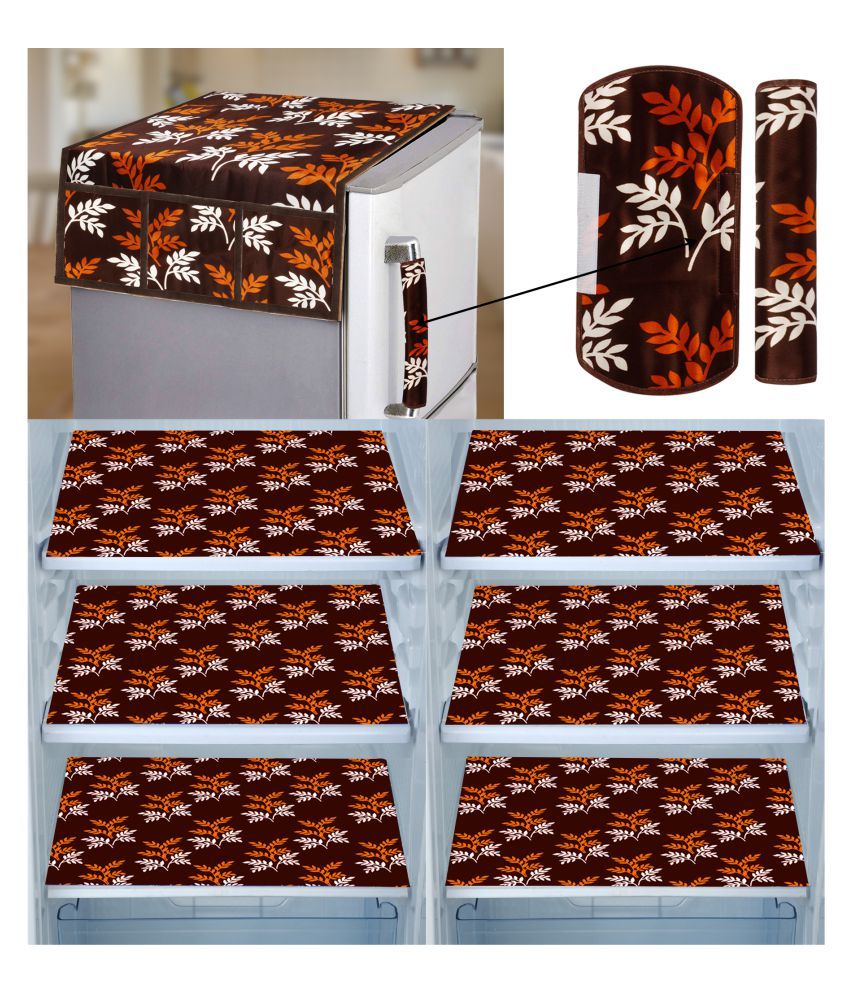     			E-Retailer Set of 9 PVC Brown Fridge Top Cover