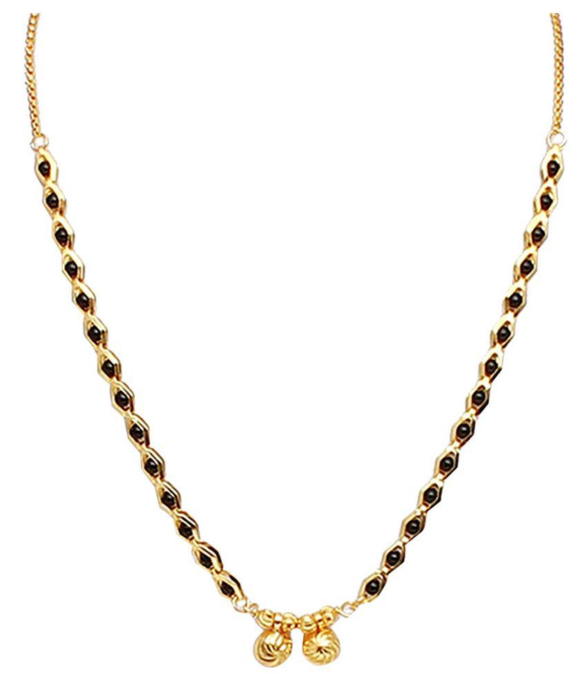     			h m product gold plated black bead short mangalsutra for women -10023
