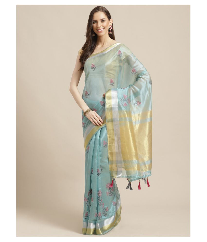     			Aarrah Blue Silk Blends Saree