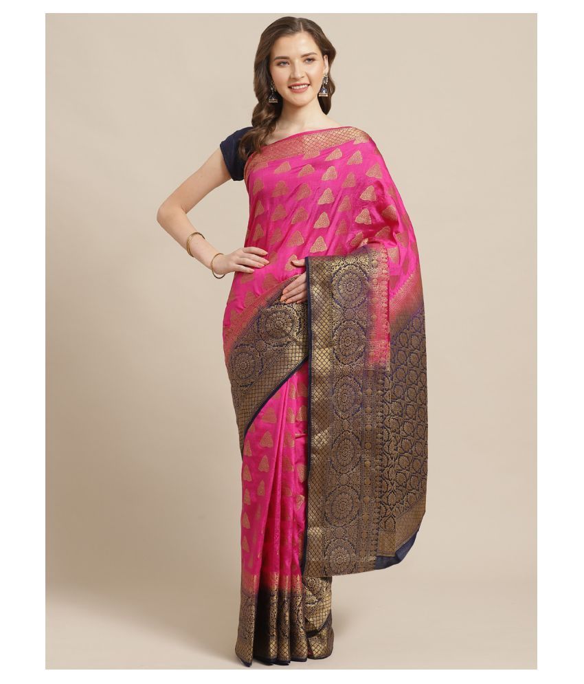     			Aarrah Pink Silk Blends Saree