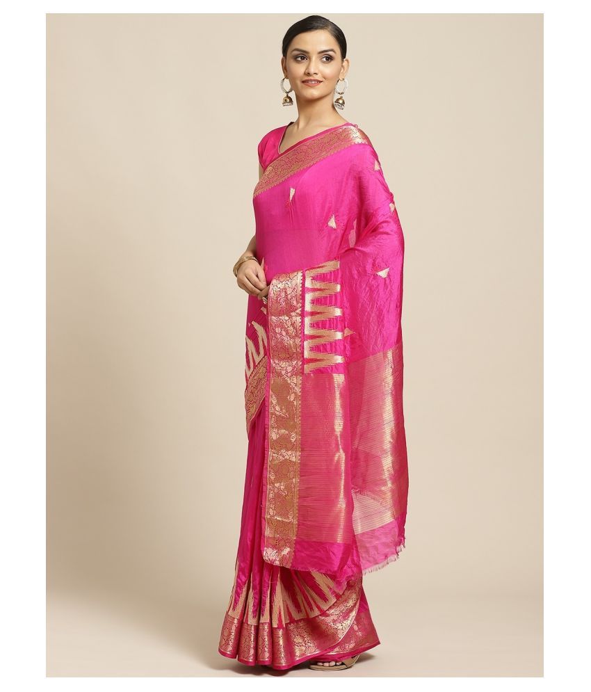     			Aarrah Pink Silk Blends Saree