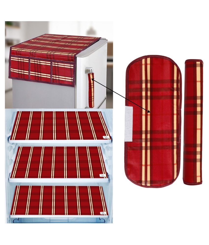     			E-Retailer Set of 6 PVC Red Fridge Top Cover