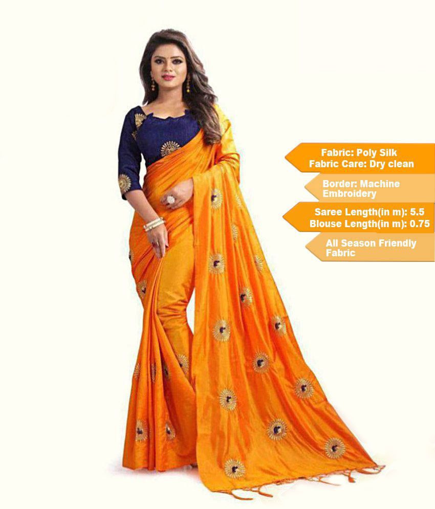 orange party wear saree