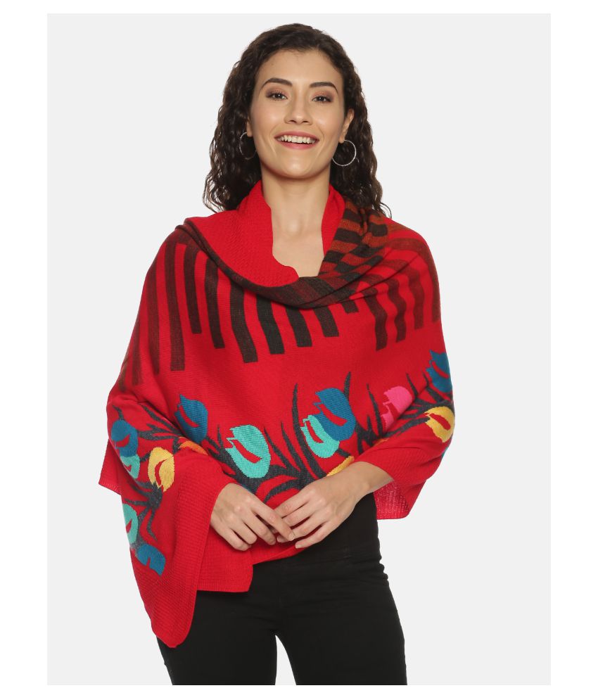     			Clapton Red Printed Poly Cotton Yarn Stoles