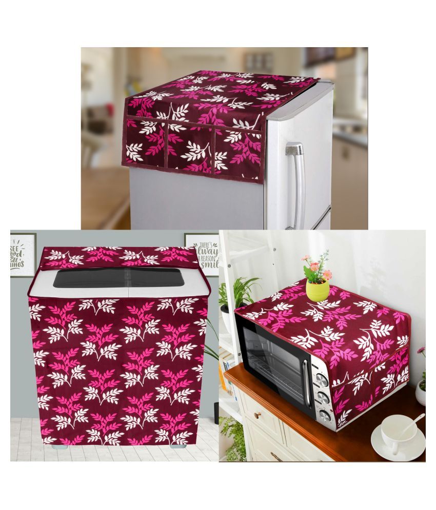     			E-Retailer Set of 3 Polyester Purple Fridge Top Cover