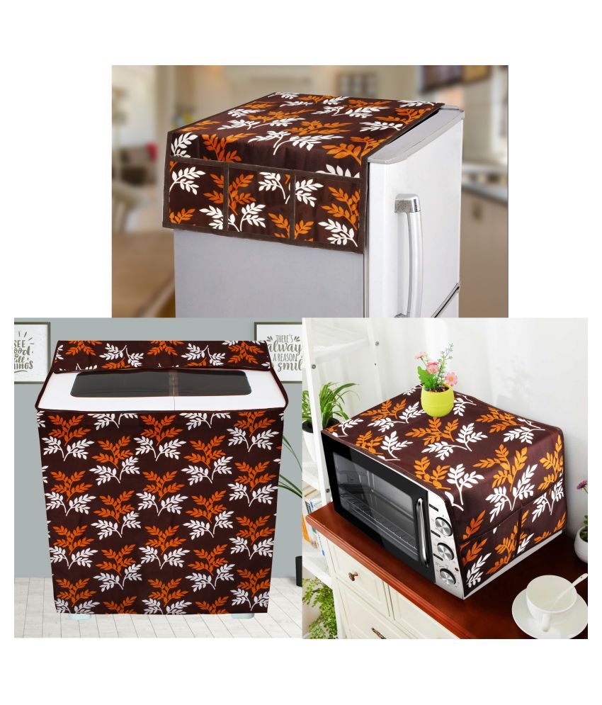     			E-Retailer Set of 3 Polyester Brown Fridge Top Cover