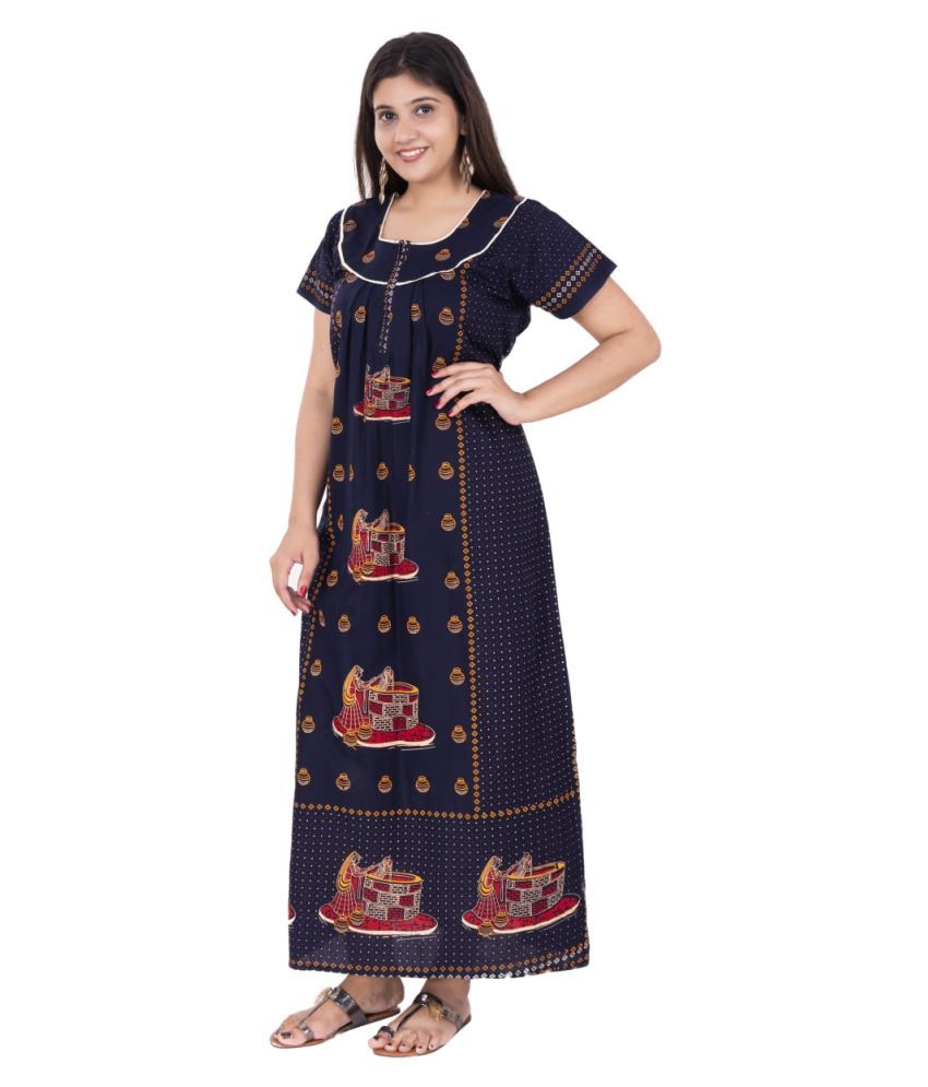 Buy SHRI SHYAM PRINTS Cotton Nighty & Night Gowns - Blue Online at Best Prices in India - Snapdeal