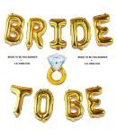 GNGS Solid BRIDE TO BE Letters Foil Banner + 1 Golden Ring Foil Letter Balloon  (Gold, Pack of 10)