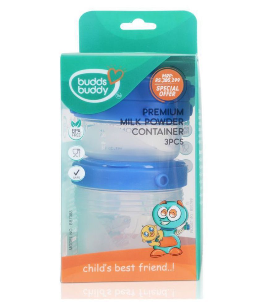 Buddsbuddy BPA Free Premium Milk Powder Container/baby bowl/ baby feeding/ milk container 3Pcs,BB7088,Blue