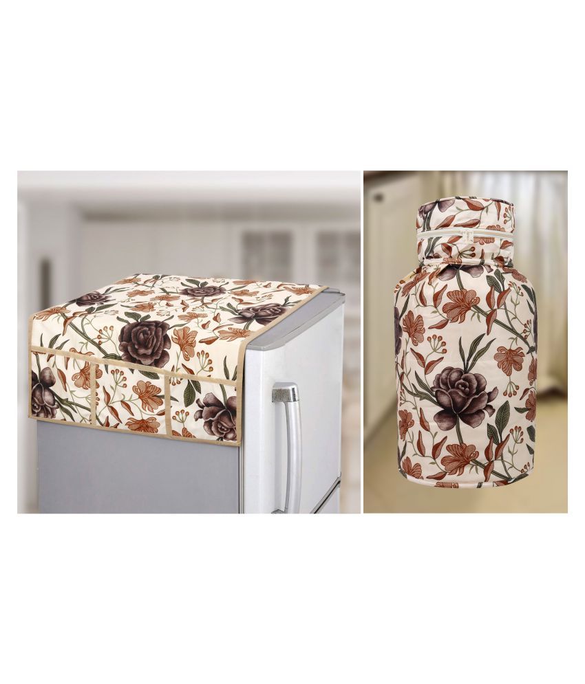     			E-Retailer Set of 2 Polyester Brown Fridge Top Cover