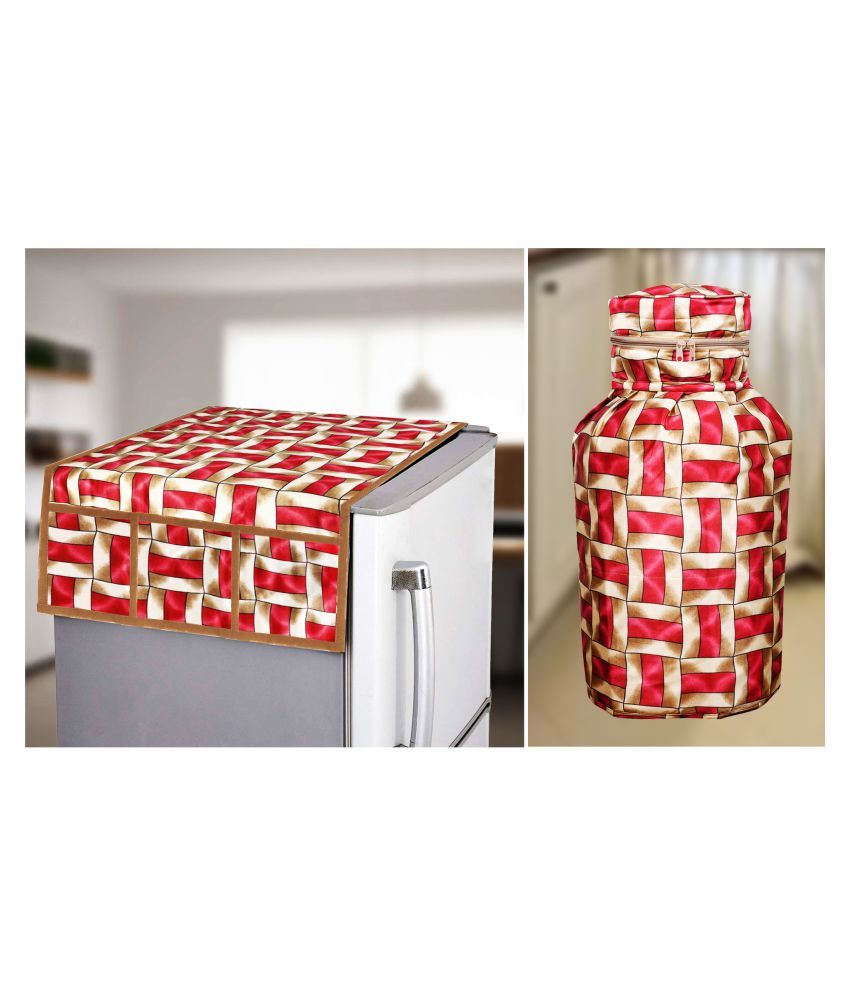     			E-Retailer Set of 2 Polyester Red Fridge Top Cover