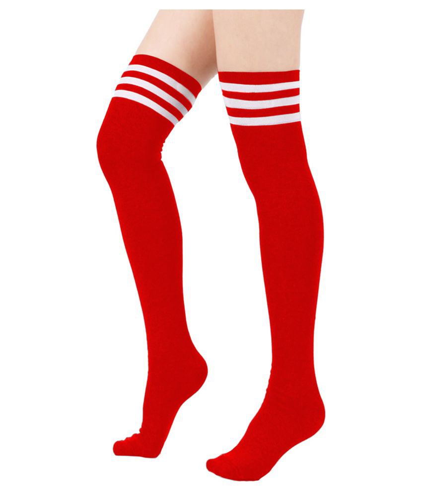 Xs and Os Women Over the Knee Thigh High Socks (Red): Buy Online at Low ...